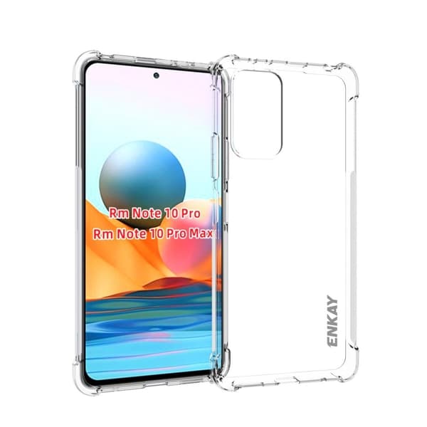ENKAY klart fallsikkert etui for Xiaomi Redmi Note 10 Pro / 10 Pro Max Transparent