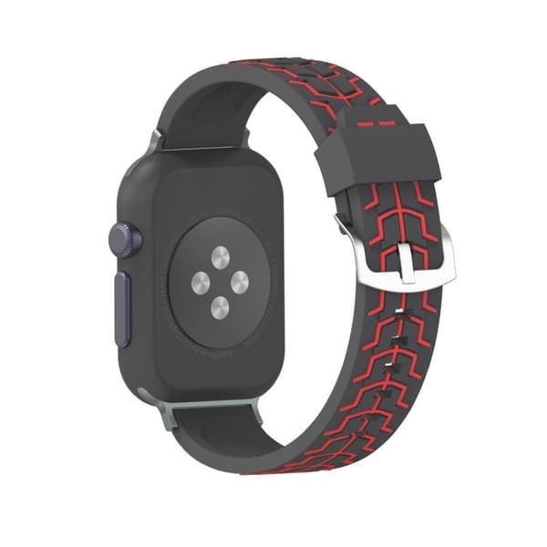 Apple Watch Series 4 44mm fish bone silikone Urrem - Sort / Rød Black