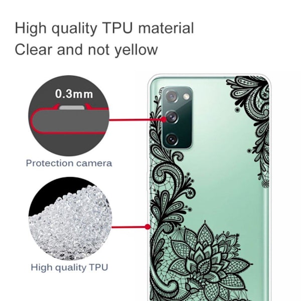 Deco Samsung Galaxy S20 FE 5G / Samsung Galaxy S20 FE skal - Spetsblomma Svart