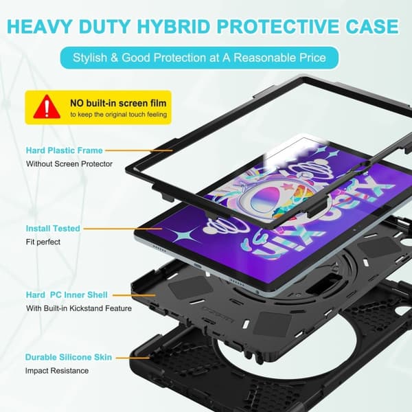 Lenovo Tab M10 Plus (Gen 3) 360 graders svingbart silikondeksel med håndstropp - Svart Black