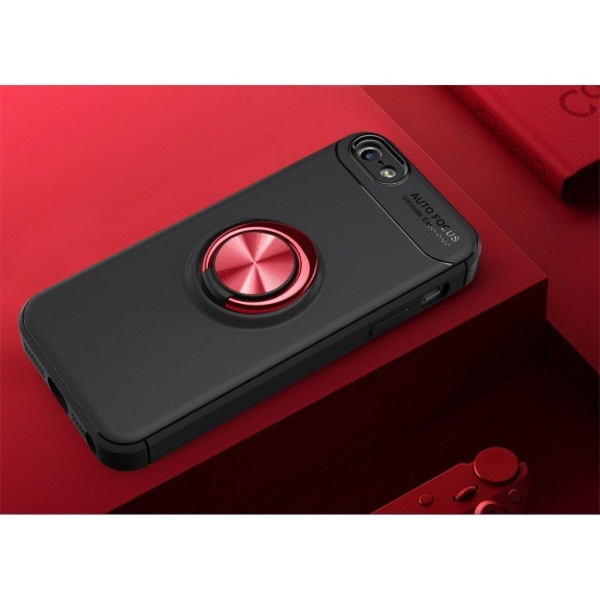 iPhone SE / 5 / 5S anti-tab kickstand TPU etui - Sort / Rød Red