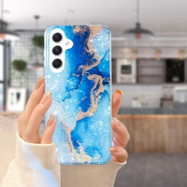Marble Samsung Galaxy A24 4G Etui - Blue Guld Marmor Blue