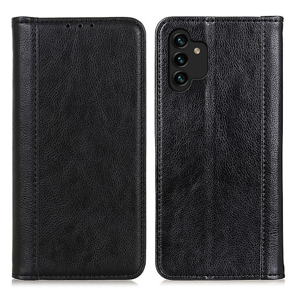 Samsung Galaxy A13 4G ægte læderetui med magnetisk lukning - Sort Black