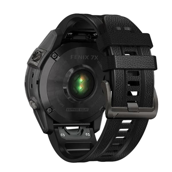 26mm silikoni nahkaa ja silikoni ranneke Garmin kellolle - Musta Blue
