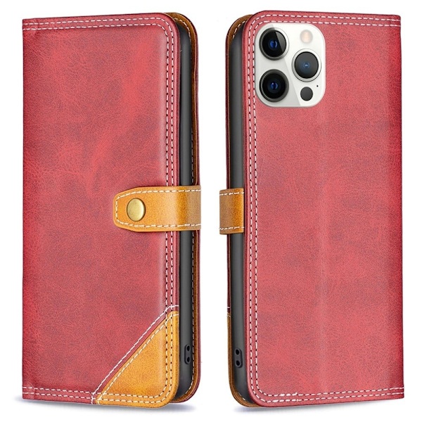 BINFEN tofarget læretui for iPhone 12 Pro Max - Rød Red