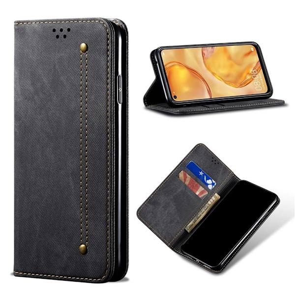 Jeans Huawei P40 Lite / Nova 6 SE Etui - Sort Black