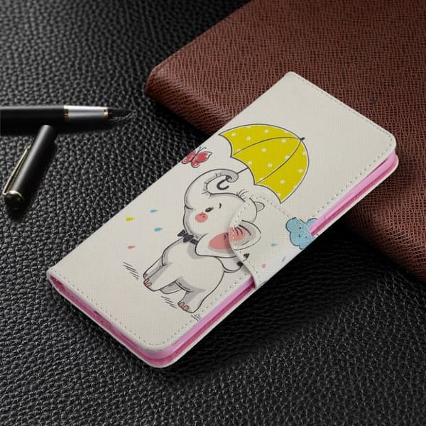 Wonderland Huawei P40 Pro flip etui - Elephant holder en paraply Multicolor