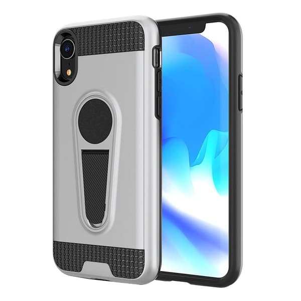 iPhone 9 beskyttelses deksel av hybrid materiale med karbon fiber tekstur - sølv Silver grey