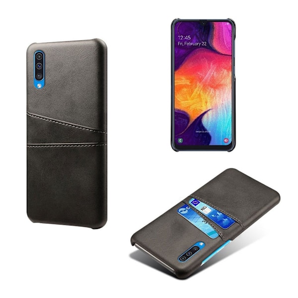Samsung Galaxy A50 nahkapäällysteinen kotelo - Musta Black