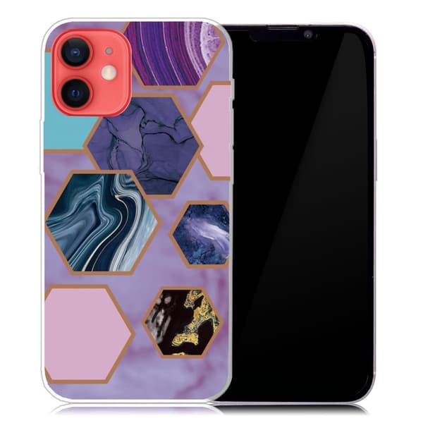 Marmordesign iPhone 13 deksel - Sekskanter I Lilla Bakgrunn Multicolor