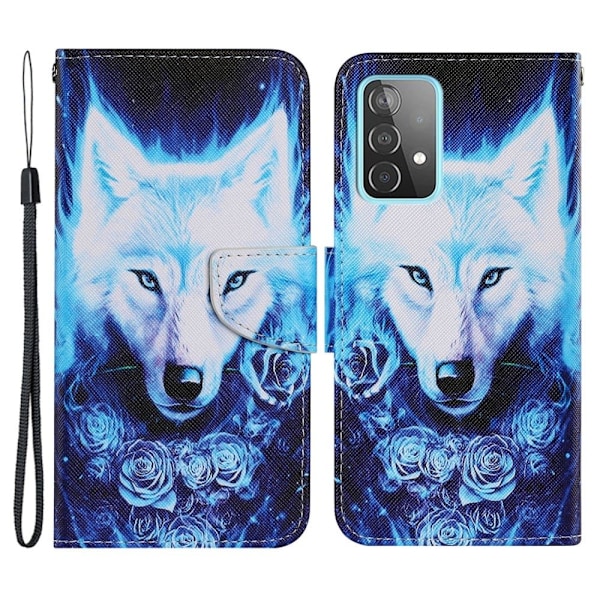 Wonderland Samsung Galaxy A33 5G Flip Etui - Rose og Ulv Blue