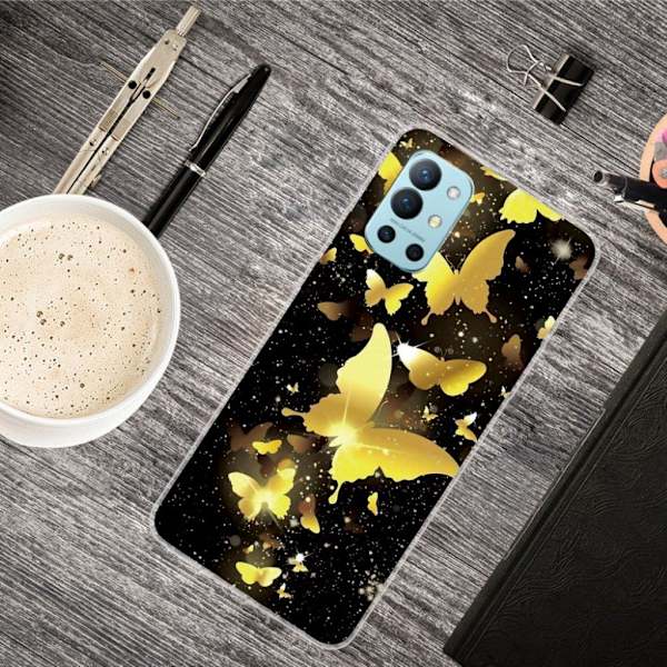 Deco OnePlus 9R Etui - Gull Sommerfugl Gold