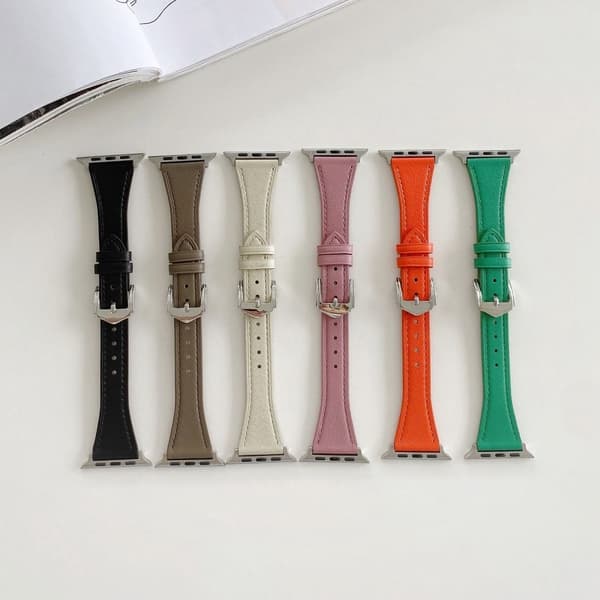 Apple Watch Series 8 (41mm) klockarmband i äkta läder - Grå Silvergrå