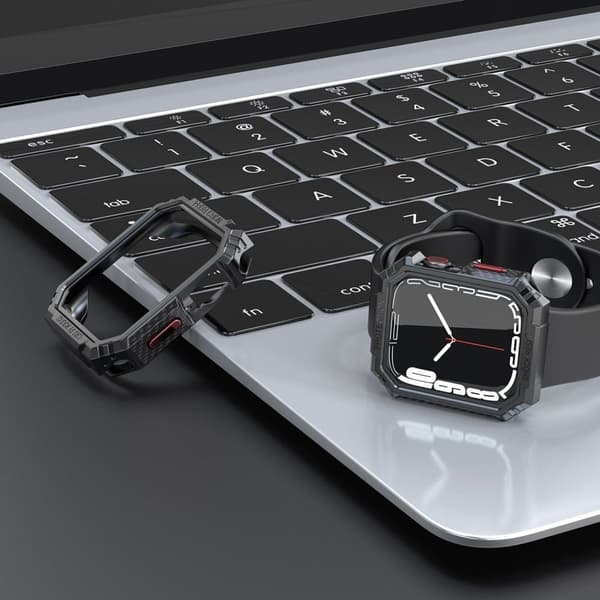 Apple Watch (41 mm) kolfiberfodral - Svart / Röd Svart
