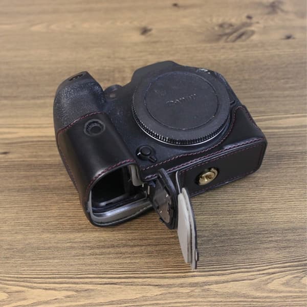 Canon EOS R7 puolikkaan rungon nahkasuojus - Musta Black