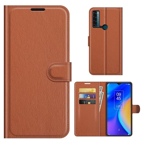Klassisk TCL 20 SE flip etui - Brun Brown