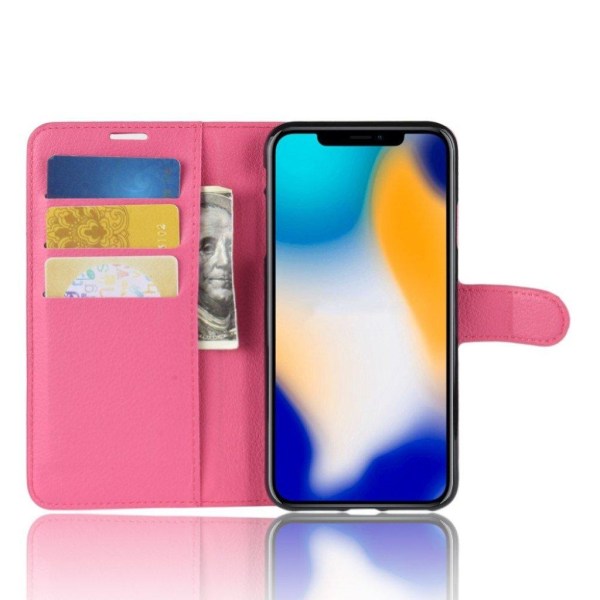 iPhone Xs Max Tyylikäs Synteetti Nahkainen Lompakko Suojakotelo - Ruusu Pink