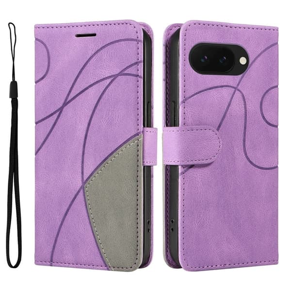 Teksturert læretui med stropp for Google Pixel 9a - Lyselilla Purple