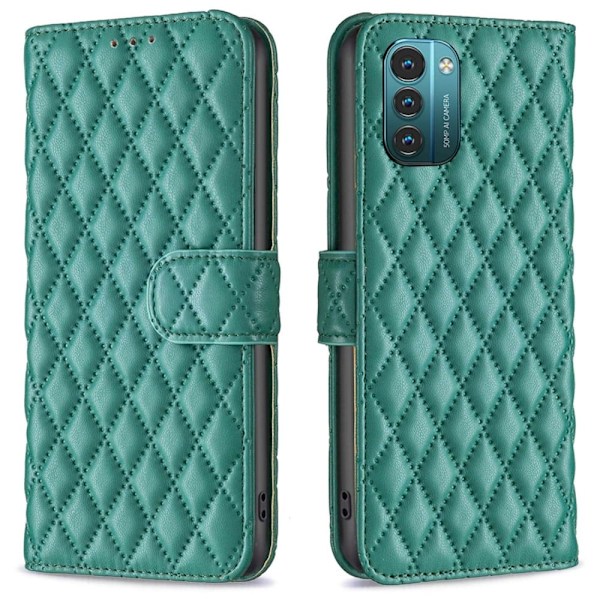 Rhombus Mønster Matte Flip Case til Nokia G11 / G21 - Grøn Green