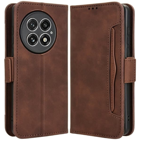 OnePlus 13 moderni nahkainen lompakkokotelo - Ruskea Brown