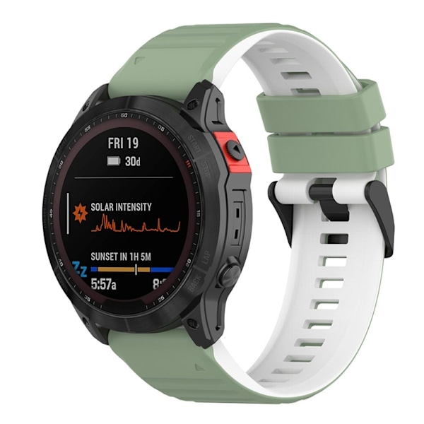 22 mm dubbelfärgat silikonarmband för Garmin-klocka - Grönt Från Tallbarr / Vit Grön