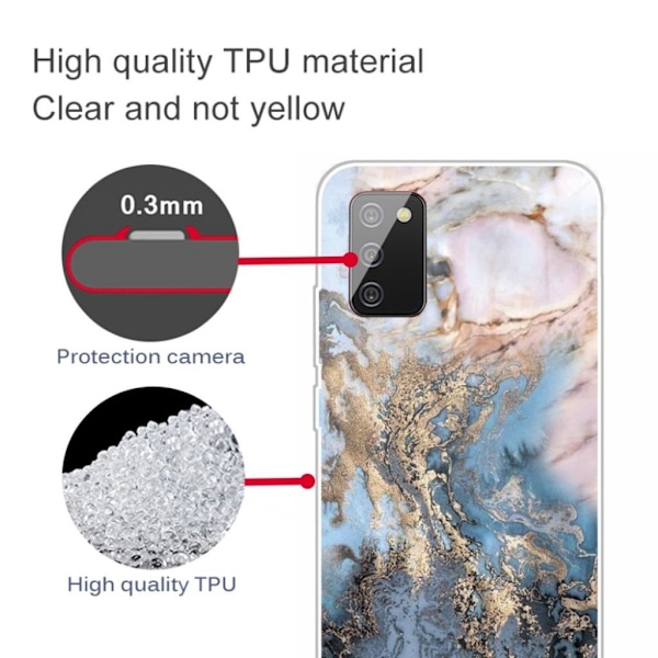 Marble design Samsung Galaxy A03s cover - Blålig Guldmarmor Multicolor