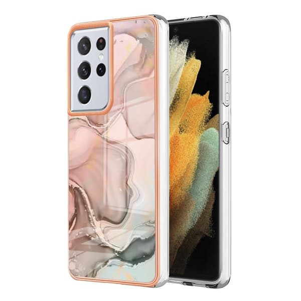 Marble Samsung Galaxy S21 Ultra 5G Etui - Lyserød Pink