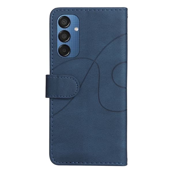 Teksturert læretui med stropp for Samsung Galaxy M15 - Blå Blue
