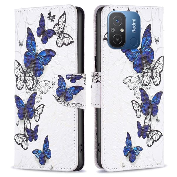 Wonderland Xiaomi Redmi 12C Flip Etui - Sommerfugle Blue