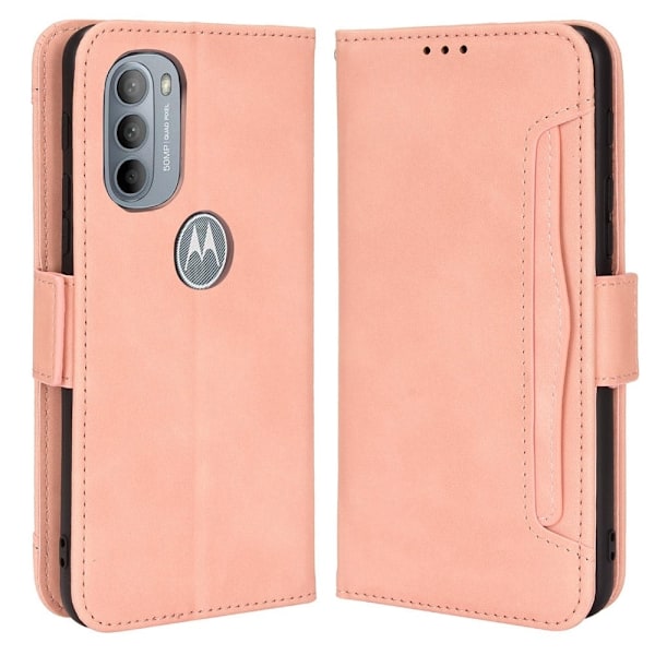 Stilfuldt Læder Etui med Pung til Motorola Moto G41 / G31 - Lyserød Pink