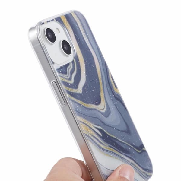 Marble design iPhone 15 Plus kotelot - Harmaa Silver grey