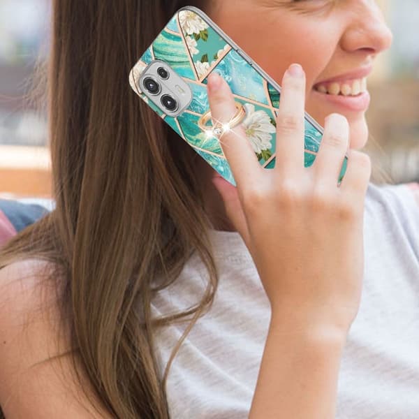 Marmormotiv Motorola Edge 20 Lite skal - Blå Blommor Blå