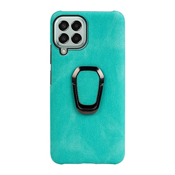 Stötsäkert läderfodral med oval kickstand för Samsung Galaxy M33 5G - Cyan Grön