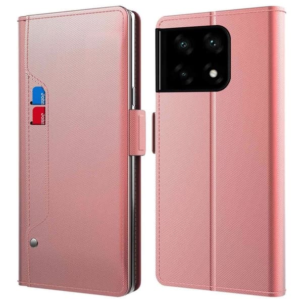 Phone Etui med Make-up Mirror og Slick Design til OnePlus 10 Pro - Rose Gull Pink