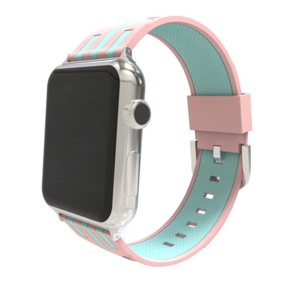 Apple Watch Series 4 44 mm klockarmband i silikon - Rosa Utsida / Cyan På Insidan multifärg