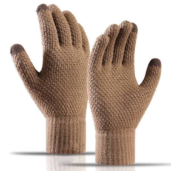 WinterTouch halkskyddade stickade varma handskar för män - Kamel Brun