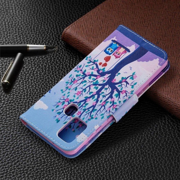 Wonderland Samsung Galaxy A21s flip kuoret - Puu Ja Pöllöt Multicolor