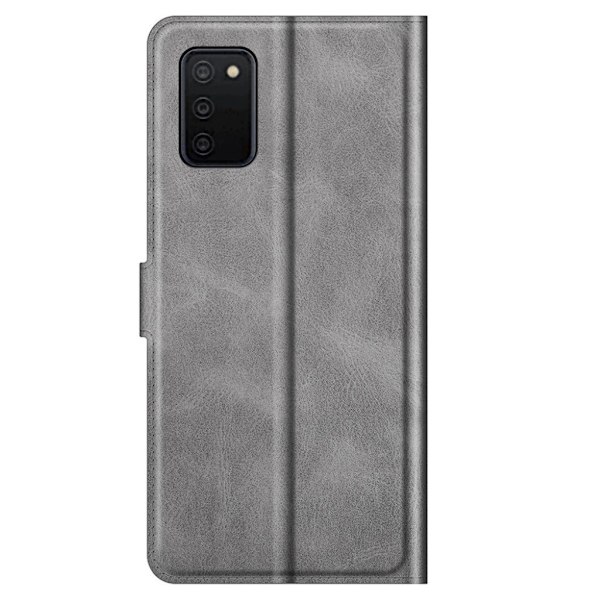 Hållbart konstläder Samsung Galaxy A03s fodral med plånbok - Silver/Grå Silvergrå