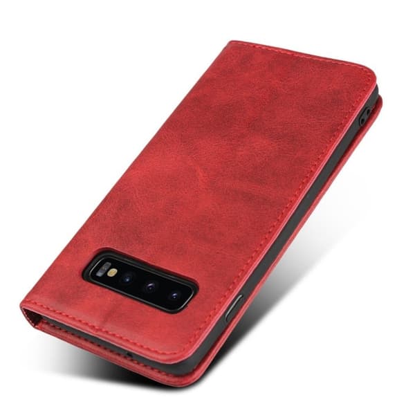 Samsung Galaxy S10 auto-absorbed läderfodral - Röd Röd