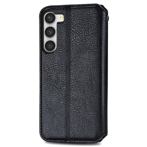 Nahkakotelo With A Stylish Rhombus Imprint For Samsung Galaxy S23 Plus - Musta Black