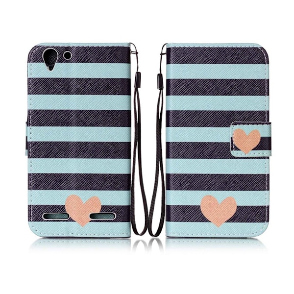 Lenovo K5 beskyttende læder-etui - Striber og hjerter Multicolor