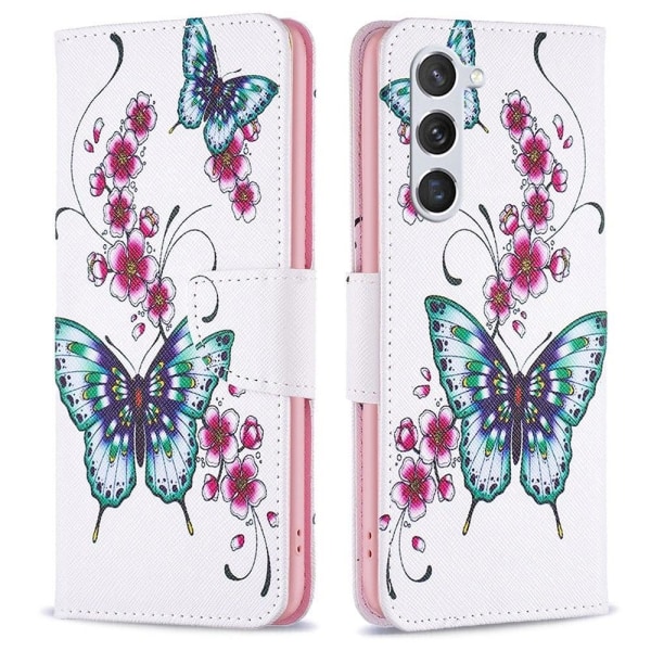 Wonderland Samsung Galaxy S23 Flip Etui - Fersken Blossom og Sommerfugle Pink