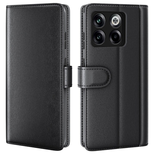 Äkta läder OnePlus Ace Pro / OnePlus 10T fodral med korthållare Svart