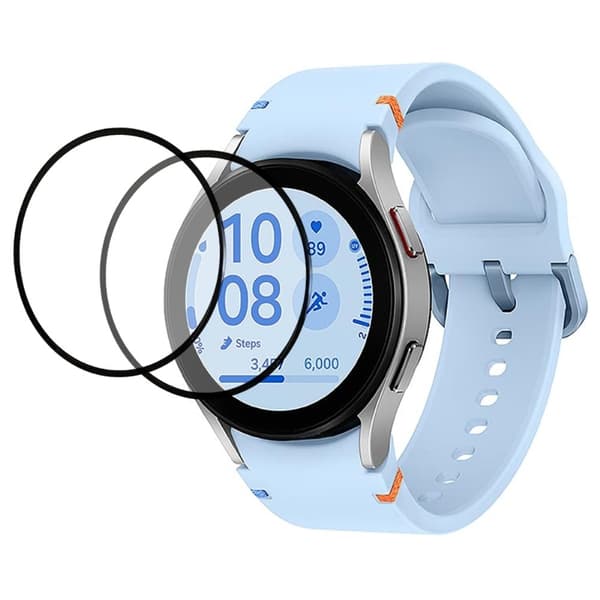 2-pack Samsung Galaxy Watch FE 40mm Tempered Glass Screen Protector Silk Printing Black Edge Transparent