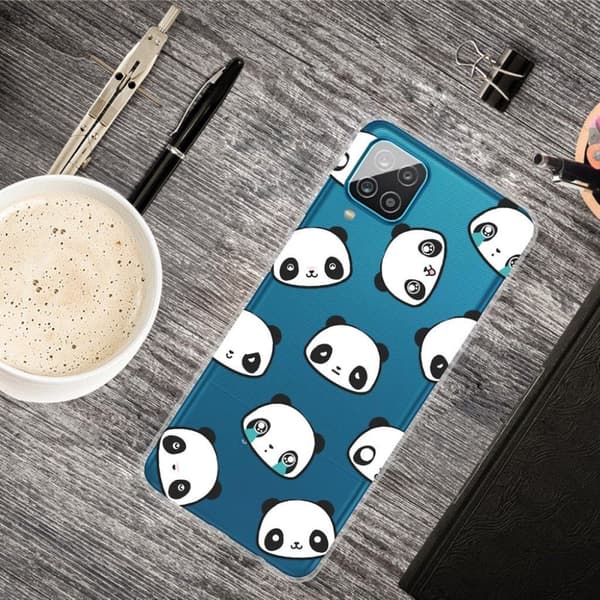 Deco Samsung Galaxy A12 5G Etui - Gråtende Pandaer White