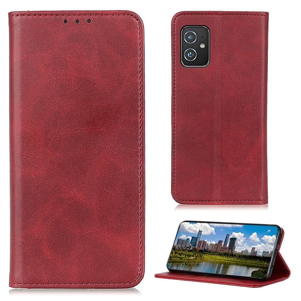 Äkta läder Asus Zenfone 8 fodral - Röd Röd