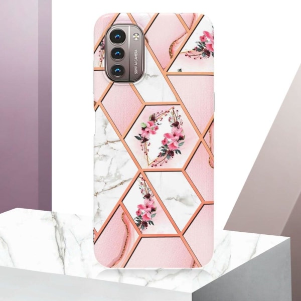 Marble design Nokia G11 / Nokia G21 kotelot - Vaaleanpunaiset Kukat Pink