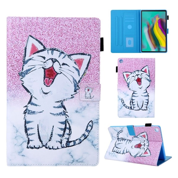 Samsung Galaxy Tab A 10.1 (2019) flipfodral i läder med supreme-mönster - Söt Katt multifärg