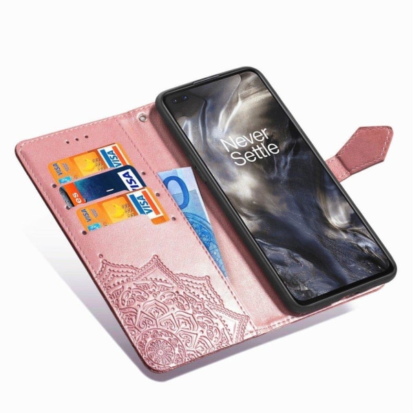 mandala OnePlus Nord flip etui - rødguld Pink