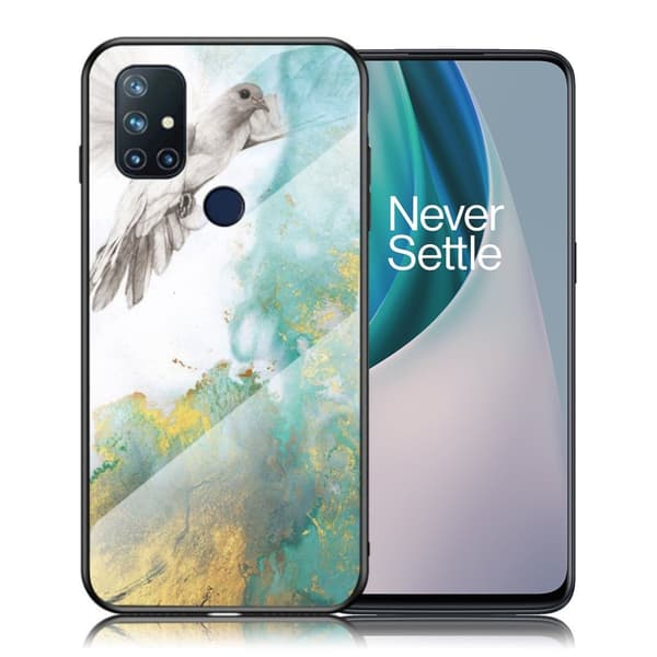 Fantasy Marble OnePlus Nord N10 5G Deksel - Flying Due Green